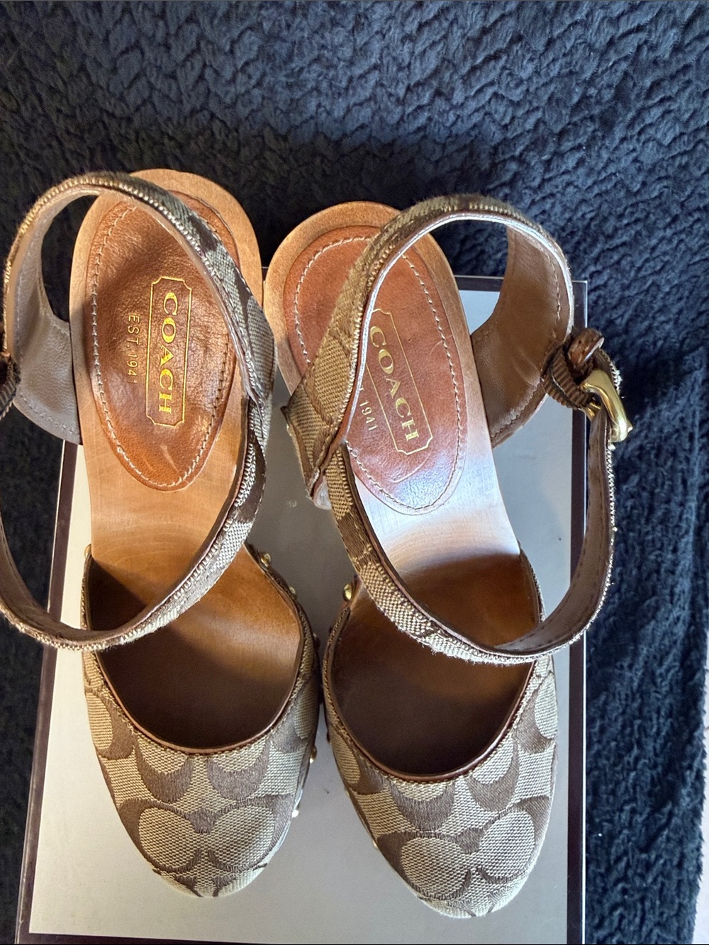Coach Carleen Vintage heels with studs. Worn once - Picture 3 of 5